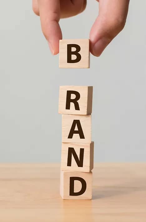 Image of building blocks spelling 'brand'